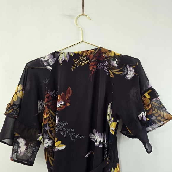 Madewell Vervain Wrap Dress Short Ruffle Sleeve Maxi Blooming Oasis Size XS HTF - Picture 7 of 12